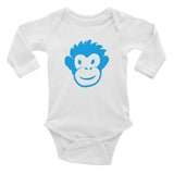 Monkety-Monk (turquoise) Long Sleeved Baby Onesie