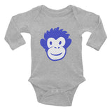 Monkety-Monk (primary blue) Baby Onesie