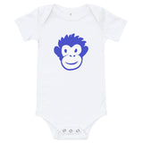 Monkety-Monk (primary blue) Short Sleeve Baby Onesie