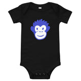 Monkety-Monk (primary blue) Short Sleeve Baby Onesie