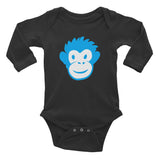 Monkety-Monk (turquoise) Long Sleeved Baby Onesie