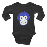 Monkety-Monk (primary blue) Baby Onesie