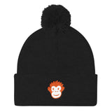 Monkety Monk (Orange) Pom Pom Knit Cap