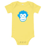 Monkety-Monk (turquoise) Short Sleeve Baby Onesie